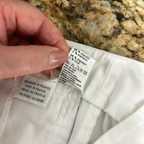 Lacoste White Cotton Blend Slim Fit Mid Rise Cropped Pants Size 4 - Picture 7 of 10